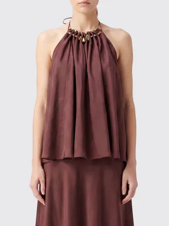 Zimmermann Draped Silk Halterneck Top with Beaded Detail