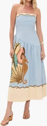 Farm Rio Souvenir Strapless Side Ties Midi Dress In Multicolor