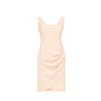 Emporio Armani nude silk blend wide strap side drape asymmetric dress IT38 XS