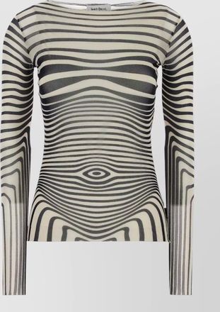 Jean Paul Gaultier sheer mesh top crew neck stripes