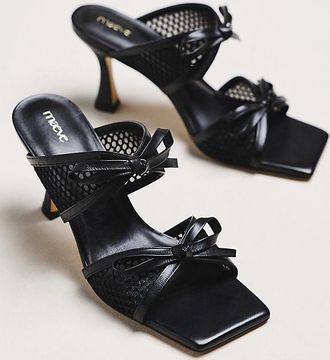 Maeve Mesh Double-Bow Open-Toe Heels