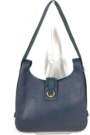Herm&egrave;s Sako Navy Courchevel Leather Shoulder Bag Tote Bag (Pre-Owned)