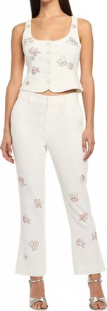Cinq &agrave; Sept Blooming Linework Cropped Kerry Pants In Ivory Multi
