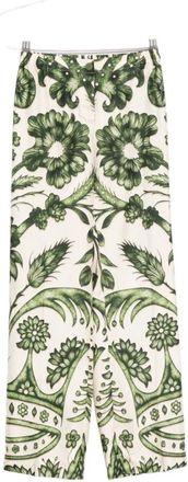 F.R.S. For Restless Sleepers Zijden Groene Bedrukte Broek - Dames - Wijde Broeken - Groen - L - Broeken