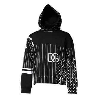 Dolce & Gabbana Black White Stripe Hooded Jumper