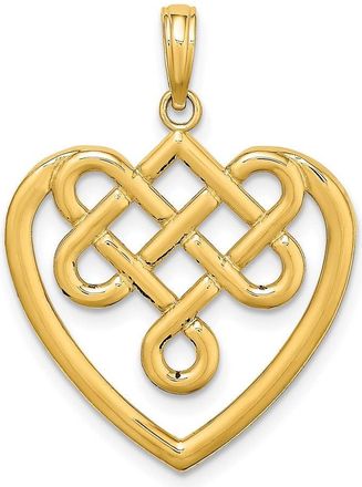 Diamond2Deal 14k Yellow Gold Large Celtic Knot Heart Charm Pendant