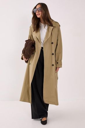 NASTY GAL Double Breasted Belted Trench Coat in Caramel at Nordstrom, Size 2