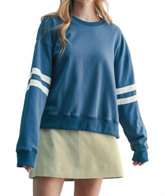 Wishlist Keep Score Crew Pullover In Navy