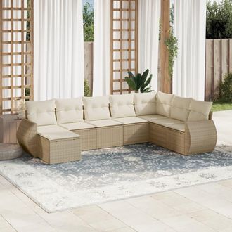 vidaXL Vidaxl - Juego De Sof&aacute;s De Jard&iacute;n Con Cojines Beige 8 Pzas Rat&aacute;n Pe