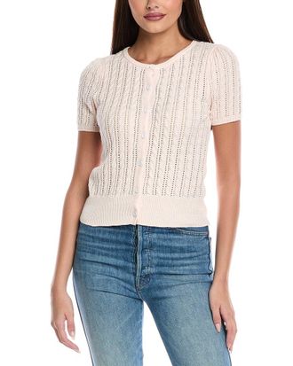 Design History Button Front Linen-Blend Cardigan