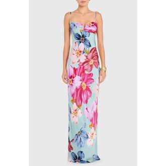 Amanda Uprichard Ira Floral Gown in Blue Multi at Nordstrom, Size X-Large