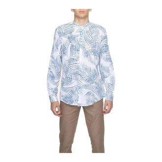 Antony Morato Casual Shirts, male, Blue, Size: XL Casual Shirt with Geometric Print