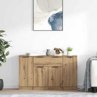 vidaXL vidaXL Credenza 3 pcs Rovere artigianale Legno multistrato