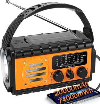OEM Radio De Supervivencia Con Dinamo De 20000 Mah Sw/am/fm, Linterna Solar Con Dinamo De Supervivencia, Bater&iacute;a Grande, Cargador Port&aacute;til Para M&oacute;vil, Sos