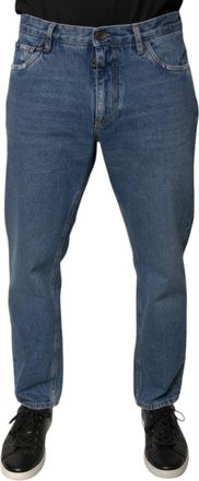 Dolce & Gabbana Blue Cotton Logo Men Loose Denim Jeans Clothing