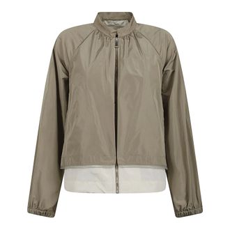Fabiana Filippi Light Jackets, female, Green, Size: 2XS Layered Panel Jacket