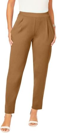 Jessica London Stretch Knit Crepe Straight Leg Pants in Brown Maple at Nordstrom, Size 22