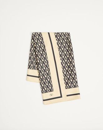 Valentino Garavani Toute La V Silk Scarf Woman CREAM/BLACK UNI