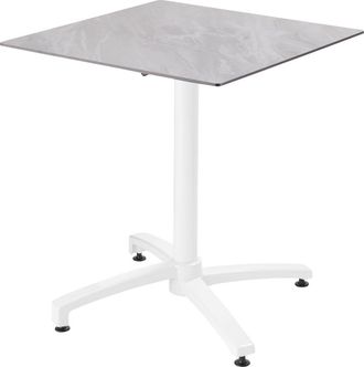 Oviala Mesa de jardín cuadrada de 70 x 70 cm con laminado de márTaupe