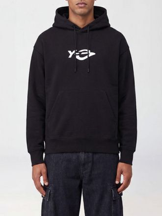 Yohji Yamamoto Felpa in cotone con cappuccio, coulisse e tasca a marsupio