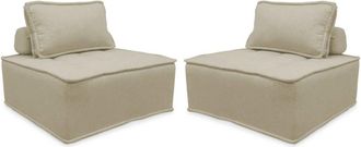 Sweeek Sofá modular en tela lisa, 2 plazas, beige