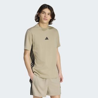 adidas T-Shirt ADIDAS SPORTSWEAR ESSENTIALS 3-STREIFEN SINGLE JERSEY, Herren, Gr. XXL, wonder cargo, schwarz, Obermaterial: 100% Baumwolle, normal, Rundhals,