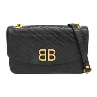 Balenciaga Pre-owned Cross Body Bags, female, Black, Size: ONE SIZE Pre-owned BB Logo Chain Shoulder Bag
