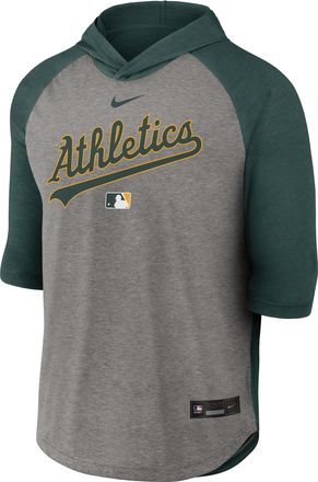 Nike Athletics Authentic Collection Flux Nike Mens Dri-FIT MLB 3/4-Sleeve Hooded T-Shirt in Green | 04HI026NFZ-LQZ