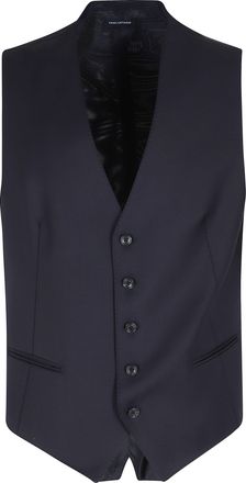 Tagliatore Blue Classic V-Neck Adjustable Strap Wool Vest