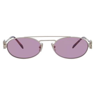 Miu Miu Dark Pink Silver Oval Ladies Sunglasses MU 54ZS ZVN50D 53