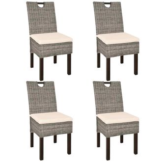 vidaXL Vidaxl - Sillas De Comedor 4 Unidades Rat&aacute;n Kubu Madera De Mango