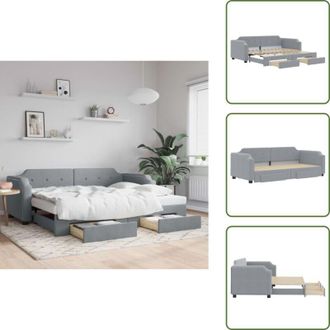 vidaXL Letto da giorno - vidaXL Divano Letto Estraibile Cassetti Grigio Chiaro 80x200cm Tessuto - Divano letto 2 in 1