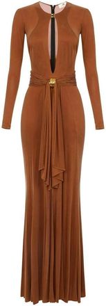 Elisabetta Franchi Kleedjes, Dames, Bruin, XS, Tule, Red Carpet Dress