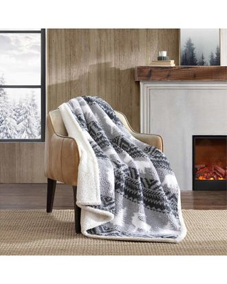 Eddie Bauer Woodland Fair Isle Sherpa-Reversible Throw Blanket