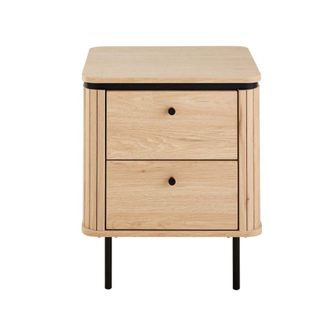 Calicosy Mesita de noche 2 cajones efecto madera clara H55 cm