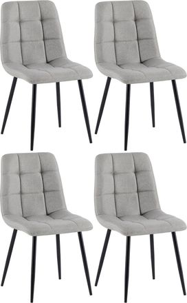 Clp Set de 4 sillas con patas de metal y asiento en tela gris