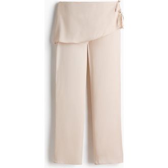 H&M Skirt-layered Satin Trousers in Light Beige at Nordstrom, Size 20