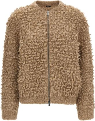 PESERICO Lurex Boucl&eacute; Bomberjack - Dames - Bomber jackets - Beige - M - Wol - Jassen