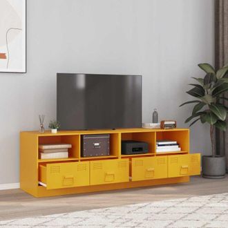 vidaXL Vidaxl - Muebles Para Tv 2 Unidades Acero Amarillo Mostaza 67x39x44 Cm