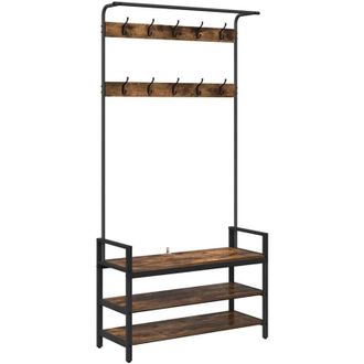 vidaXL Coat Rack Other Smoked oak 95 x 34 x 184 cm Engineered wood vidaXL