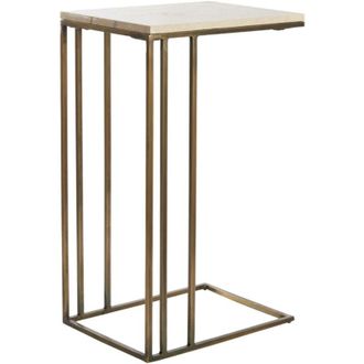 Light & Living Light & Living Mesa Auxiliar Roshan Travertino Arena Y Bronce