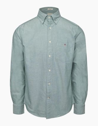 GANT Mens Reg Oxford Shirt Forest Green L - Size: Regular/36