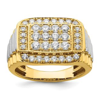 Diamond2Deal 14k Two-tone Lab Grown Diamond Wedding Band Ring 1.5Ct Clarity- VS Color- G-H