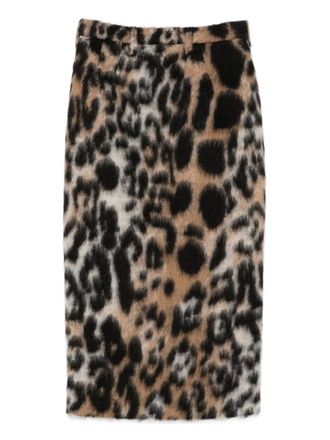 N°21 Rock leopard print pencil skirt - women - Polyester/Polycarbonite/Wool/Mohair - 42 - Black