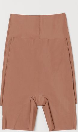 H&M 2er-Pack Light No-Show Shaping Bikers - Hellbraun