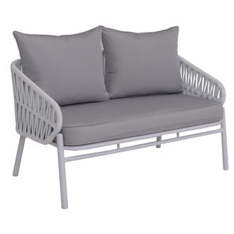 Hhg Banco De Jard&iacute;n De Aluminio Hhg-220, Sof&aacute; De Jard&iacute;n, Banco De Exterior, Tejido De Cuerda/textil (180 G/m&sup2;), Gris Claro