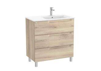 Roca Roca - Pack Unik Mueble De 3 Cajones + Lavabo A La Derecha Aleyda Color: Beige Madera - Medidas: 805x460x740 Mm