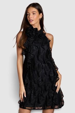 Coast Lace Frill Mini Dress in Black at Nordstrom, Size 10