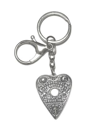 Generic LARGE KEYRING - Antique Silver Plated. Split Ring And Trigger Clasp. Key Ring. Gothic, Fantasy, Horror, Mystical, Emo. Ouija Planchette