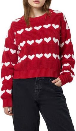 Noisy May Blitzen Heart Sweater in Racing Red Detailbi at Nordstrom Rack, Size Large